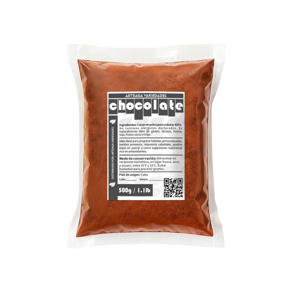 Cacao en polvo puro cubano Arteaga Variedades (500 g / 1.1 lb) - Imagen 1