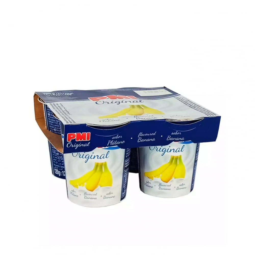 Yogurt sabor plátano Original PMI (4 x 120 g / 4.23 oz) - Imagen 1