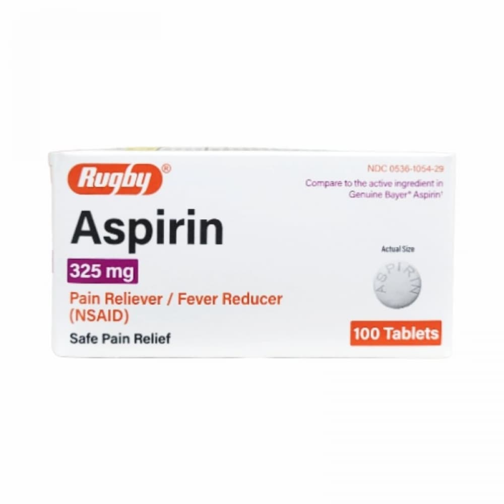 Aspirina. Ácido acetilsalicílico 325 mg Rugby (100 tabletas) - Imagen 1