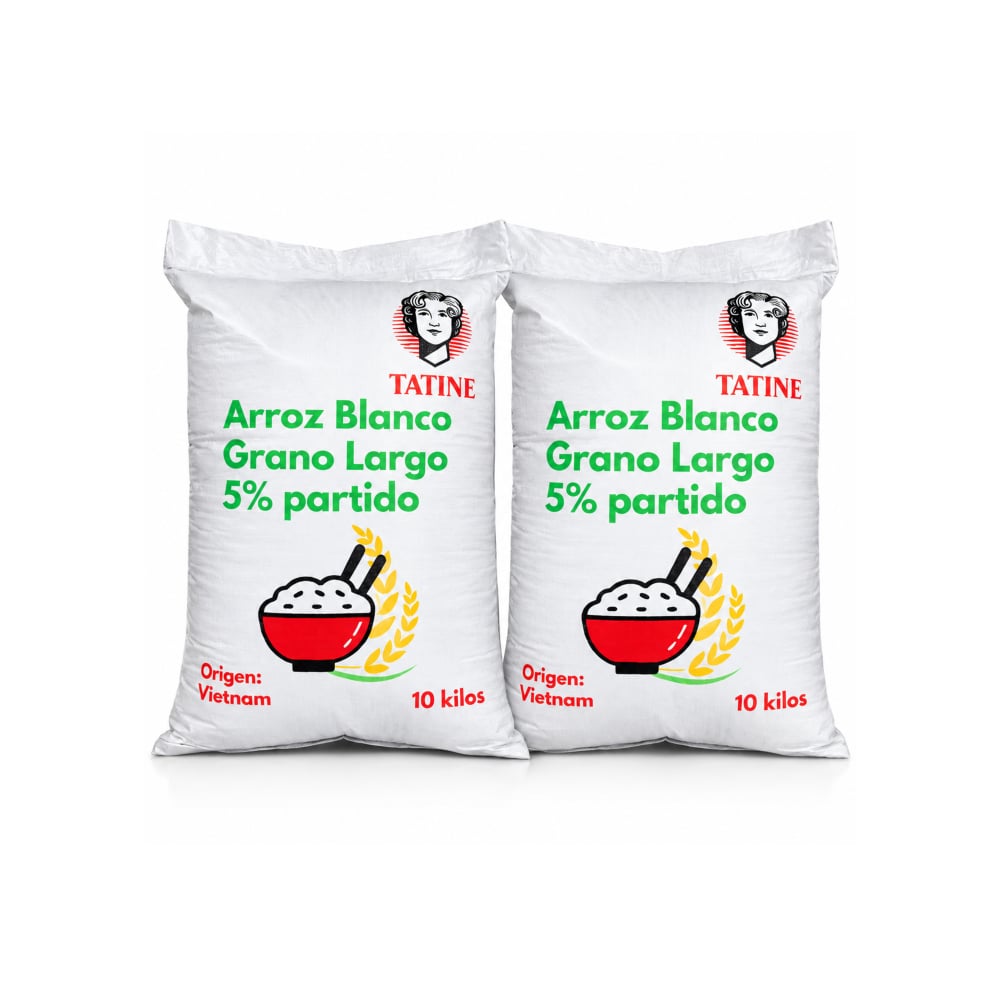 Arroz de grano largo 5% de grano partido Tatine (2 x 10 kg / 22 lb) - Imagen 1