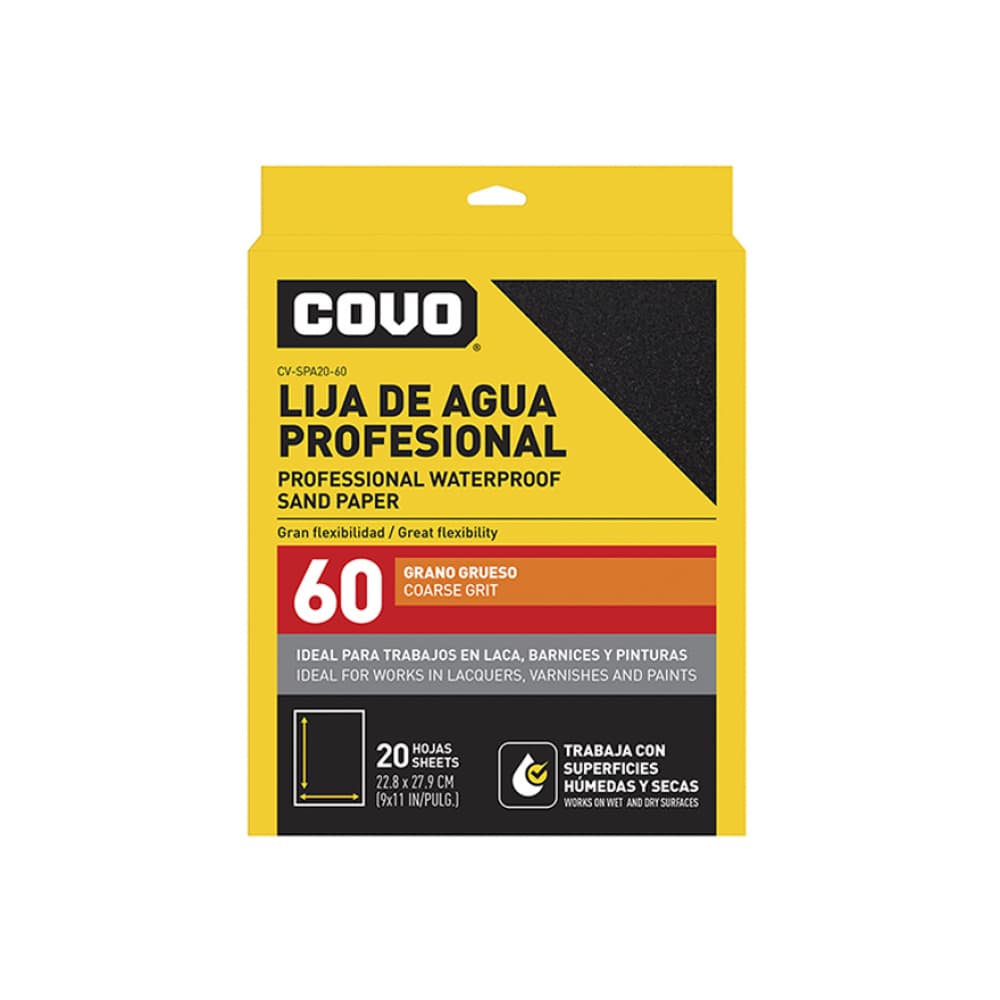 Lija de agua grano No. 60 Covo (20 U) - Imagen 1