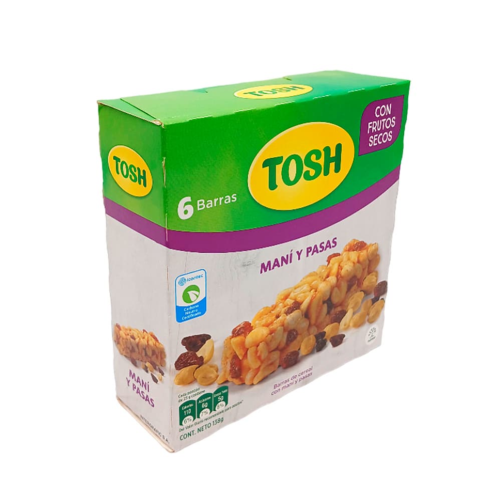 Barras de cereal con maní y pasas Tosh (138 g / 4.9 oz) - Imagen 1