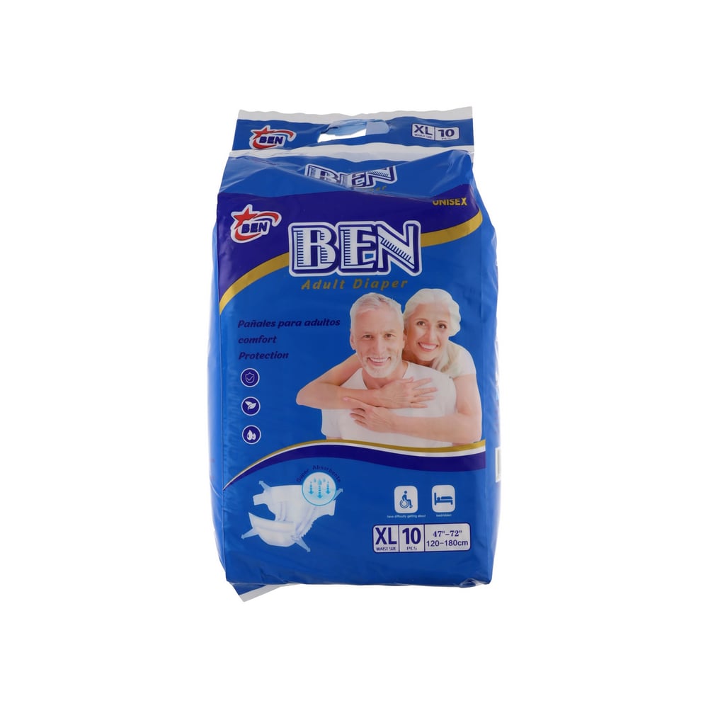 Pañales desechables para adultos talla XL BEN (10 U) - Imagen 1