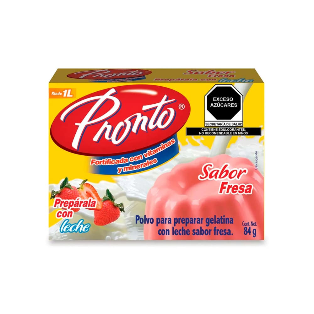 Polvo para preparar gelatina con leche sabor fresa Pronto (84 g / 2.96 oz) - Imagen 1