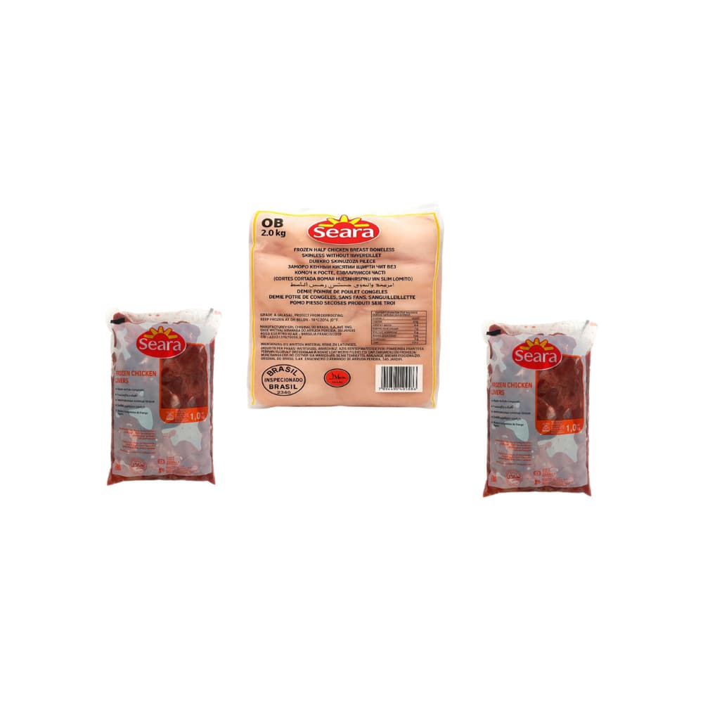 Pechuga de pollo sin hueso y sin piel Seara (2 kg / 4.41 lb) + Hígado de pollo Seara (2 x 1 kg / 2.20 lb) - Imagen 1