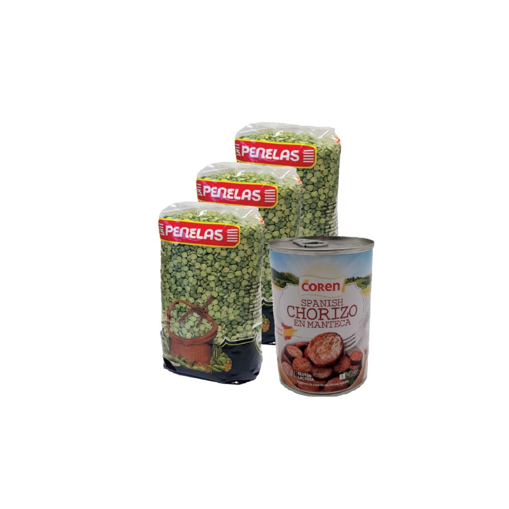 Chicharos verdes partidos Penelas + chorizo español en manteca Coren - Imagen 1