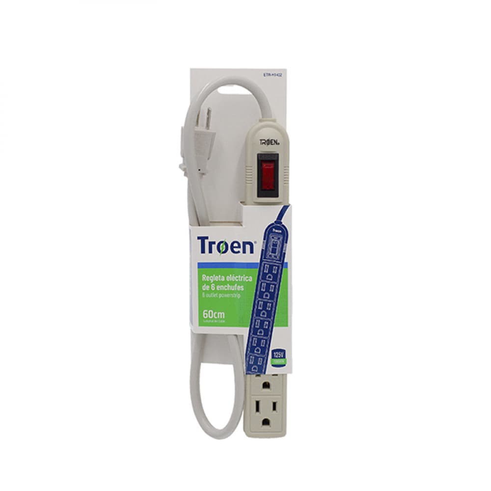 Regleta eléctrica de 6 contactos Troen - Imagen 1