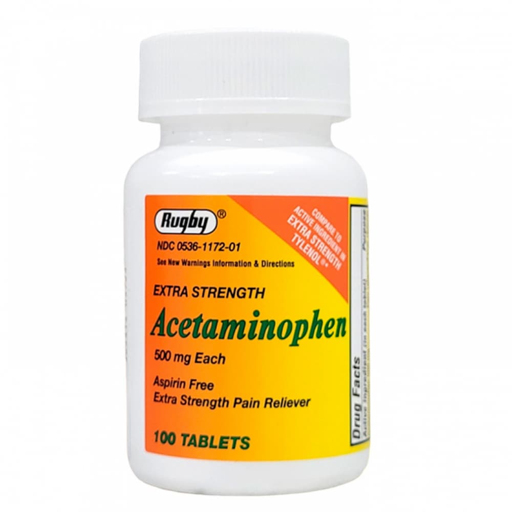 Acetaminophen 500 mg Rugby (100 tabletas) - Imagen 1