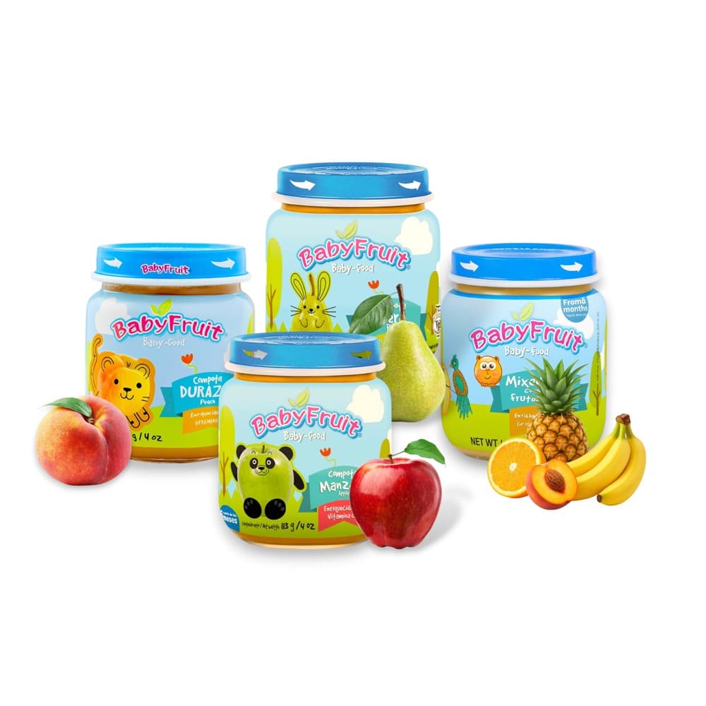 Compotas de manzana, pera, durazno y frutas mixtas Baby Fruit (4 x 113 g / 4 oz) - Imagen 1