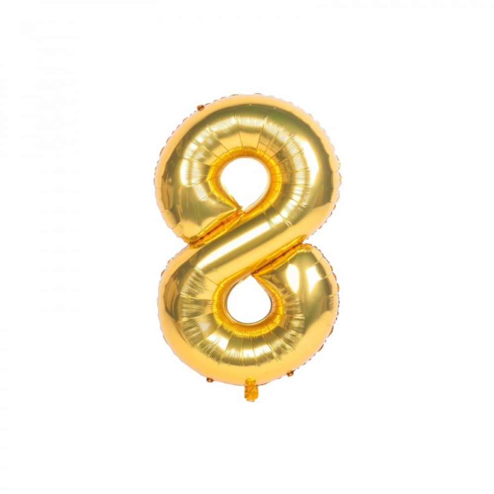 Globo dorado Número 8 Balloon (16 pulgadas) - Imagen 1