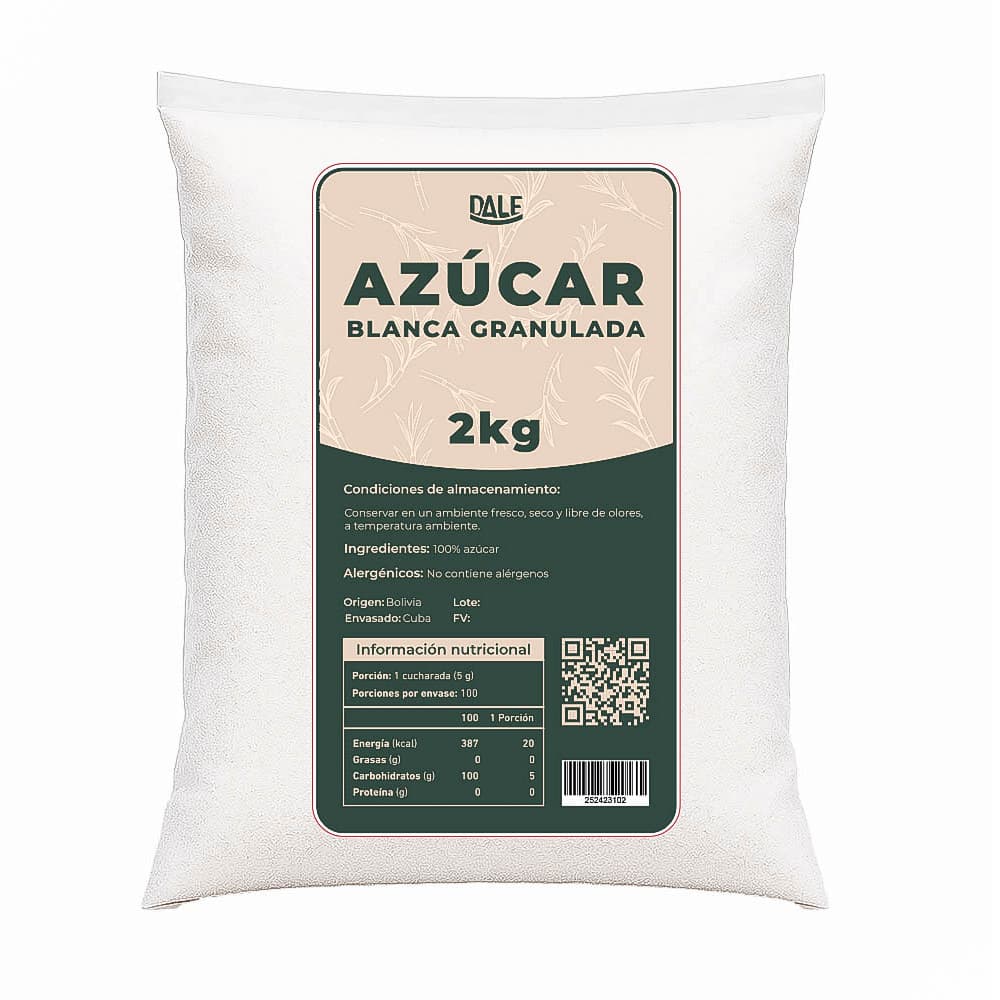 Azúcar blanca granulada Dale (2 kg / 4.4 lb) - Imagen 1