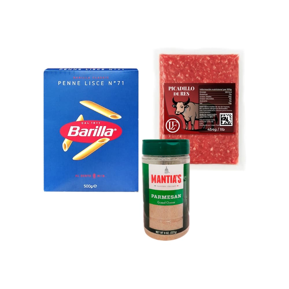 Queso parmesano rallado + Picadillo de res + Pasta penne rigate No. 71 - Imagen 1