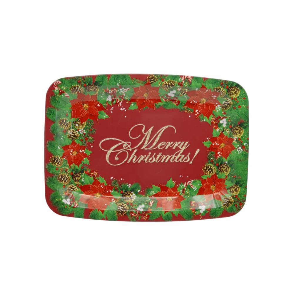 Bandeja plástico rectangular decorada flores pascua Navidad 45 x 33 cm Casa y Menaje - Imagen 1