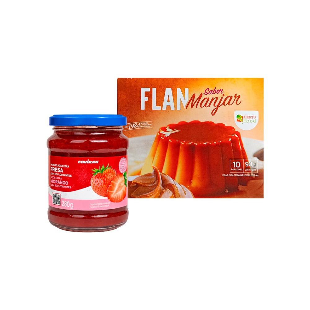 Combo: Flan sabor manjar + Mermelada extra de fresa - Imagen 1
