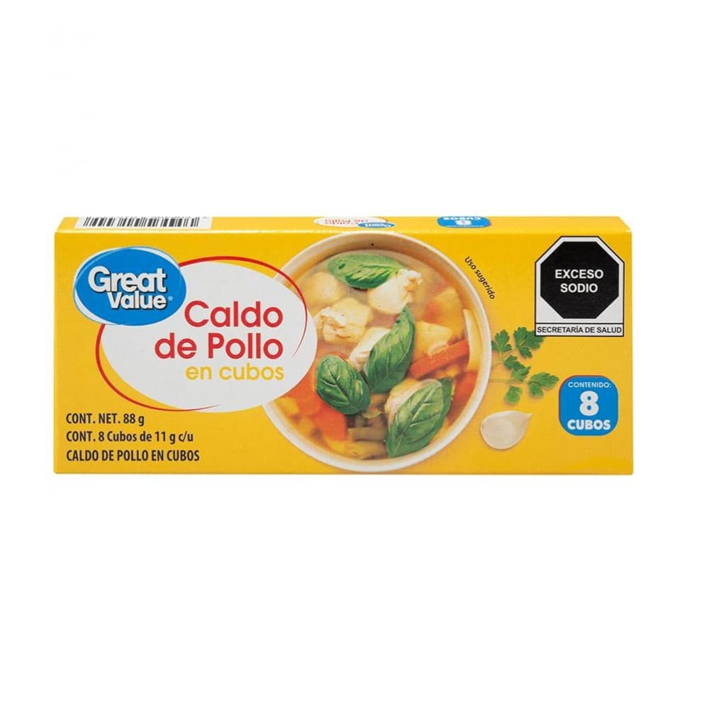 Caldo de pollo en cubos Great Value (8 x 11 g) - Imagen 1