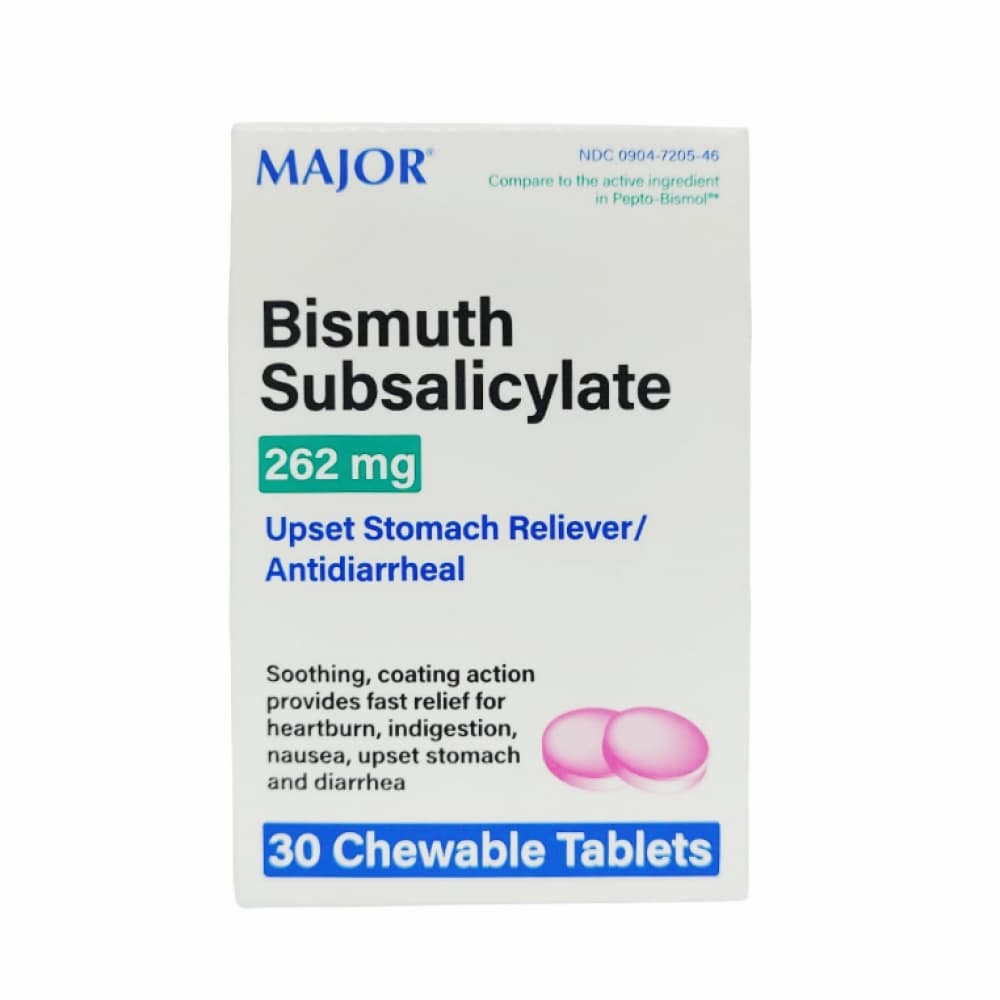 Subsalicilato de bismuto 262 mg Major (30 tabletas) - Imagen 1