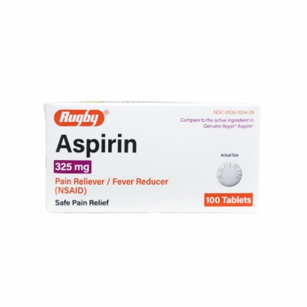Aspirina. Ácido acetilsalicílico 325 mg Rugby (100 tabletas) - Imagen 1