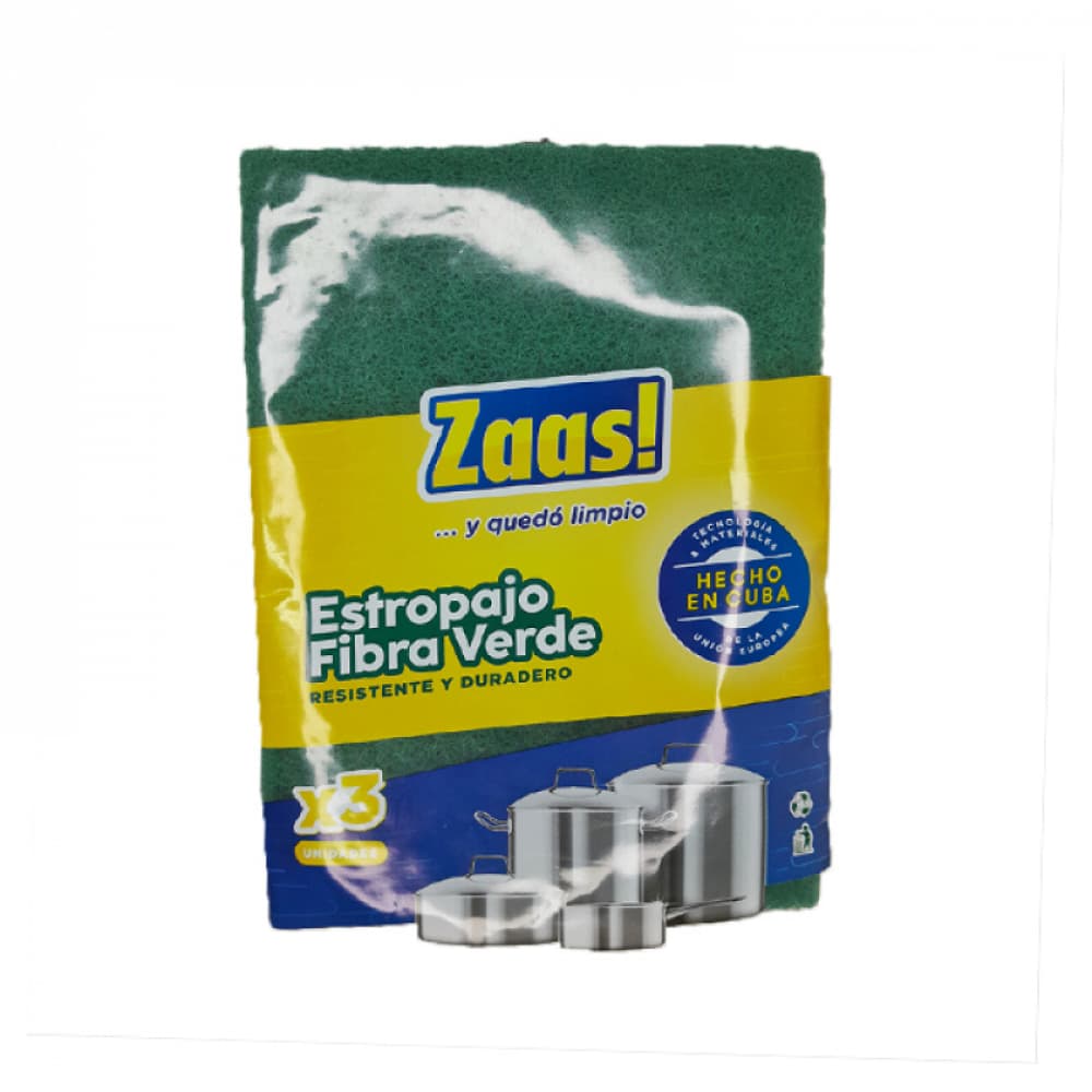 Estropajos fibra verde Zaas! (3 U) - Imagen 1