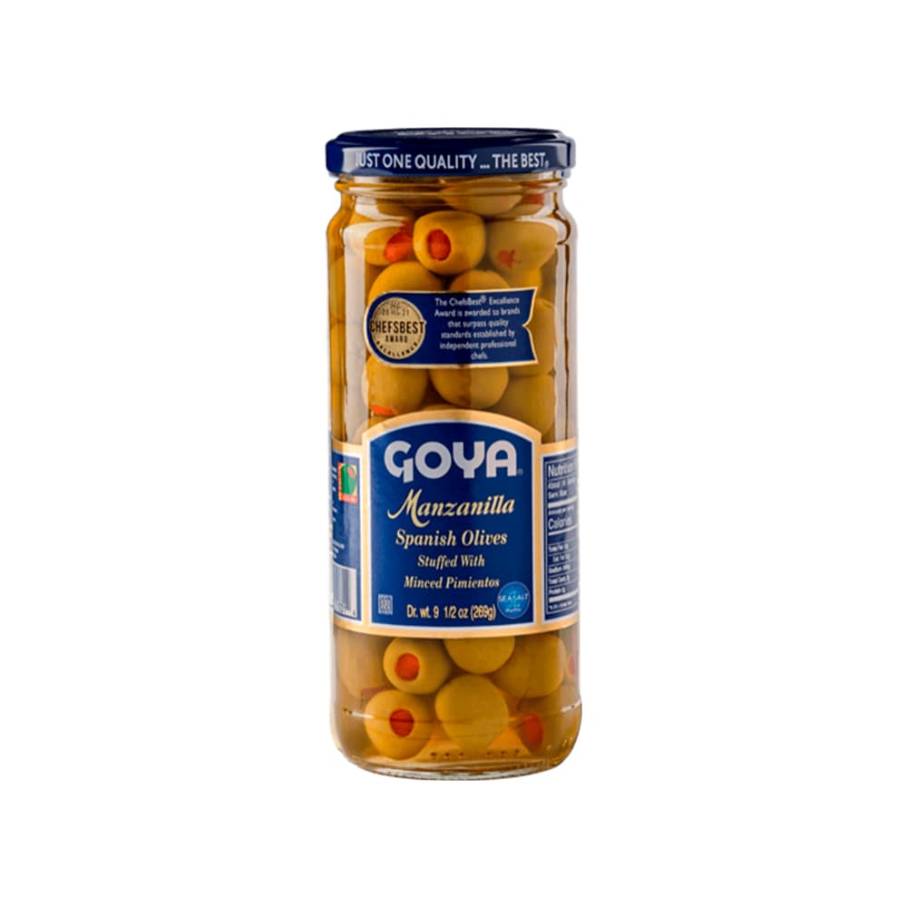 Aceitunas manzanilla españolas rellenas de pimientos picados Goya (269 g / 95 oz) - Imagen 1
