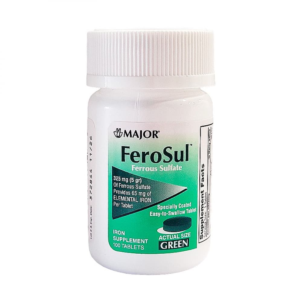 Ferosul. Sulfato ferroso 325 mg Major (100 tabletas) - Imagen 1