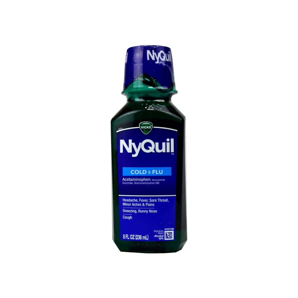 Resfriado y gripe acetaminofén-650 mg bromhidrato de dextrometorfano-30 mg succinato de doxilamina-12.5 mg NyQuil (236 ml / 8 fl oz) - Imagen 1