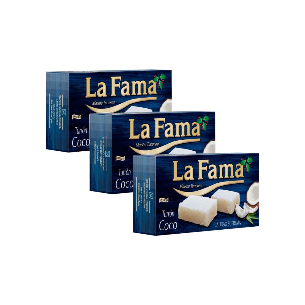Turrón de Coco La Fama (3 x 200 g / 5.3 oz) - Imagen 1