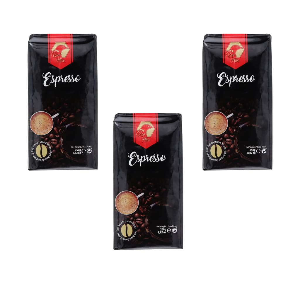 Café molido natural espresso Beo Hive (3 x 250 g / 8.8 oz) - Imagen 1