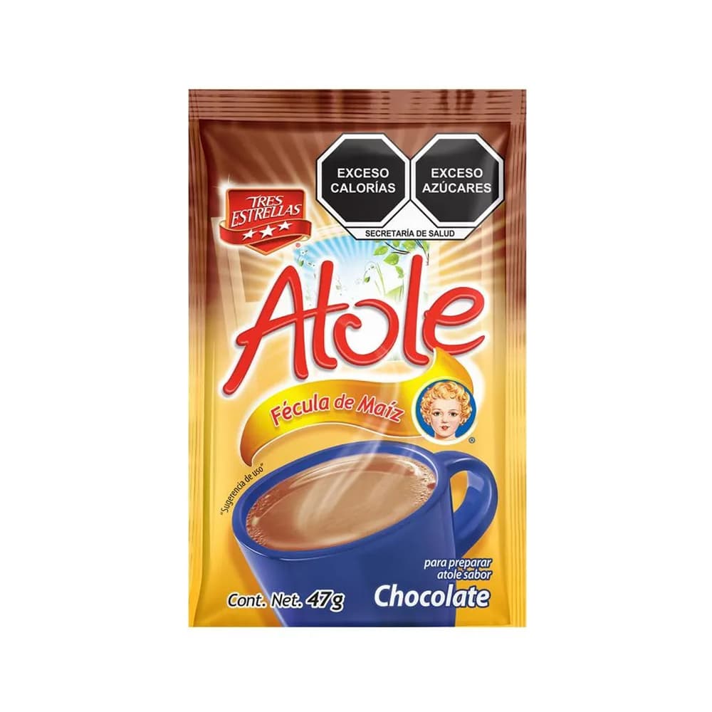Atole sabor chocolate Tres Estrellas (47 g / 1.7 oz) - Imagen 1