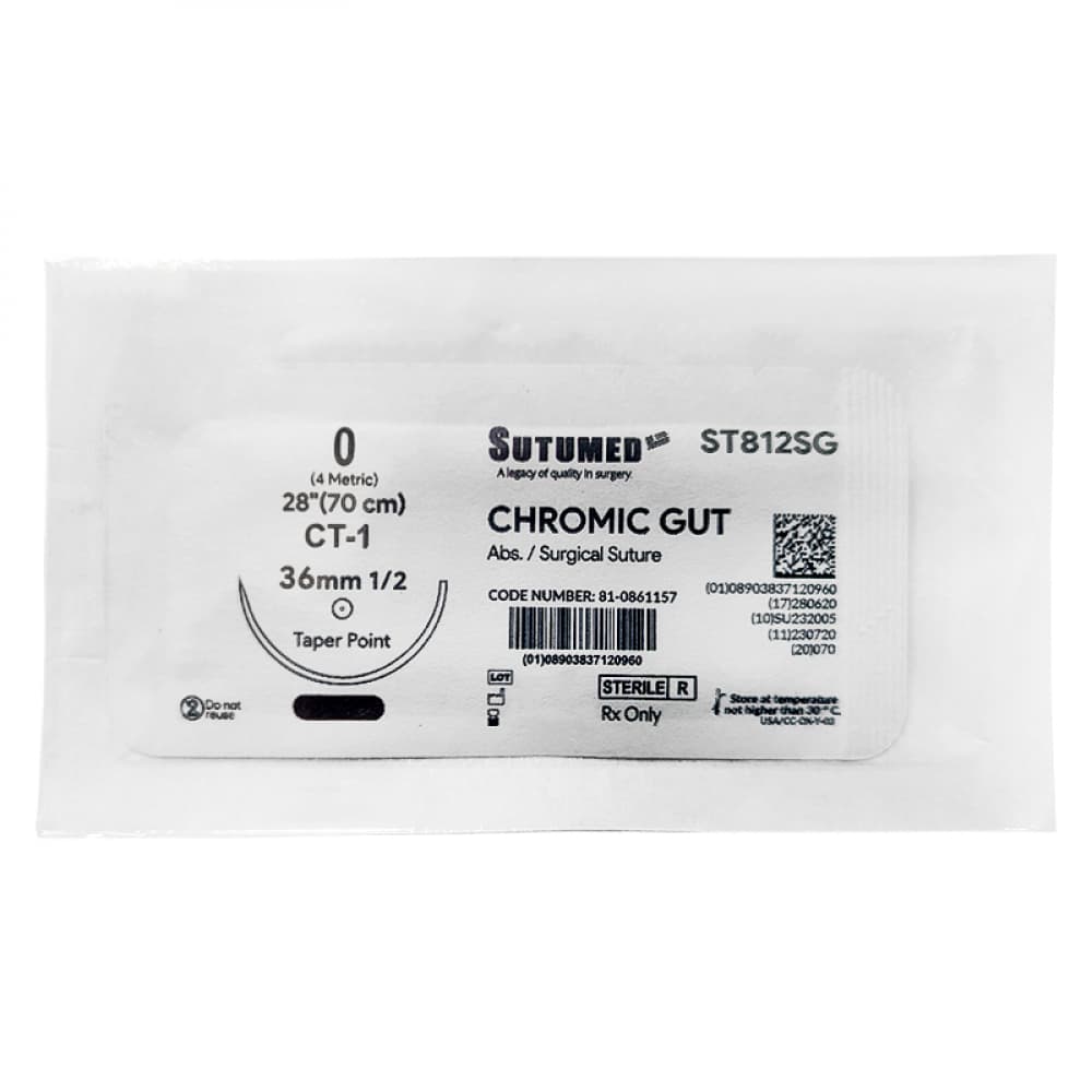 Sutura quirúrgica de catgut cromado con aguja - Imagen 1