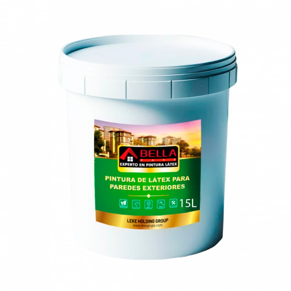 Pintura de látex color blanco para paredes exteriores Bella Casa (15 L) - Imagen 1