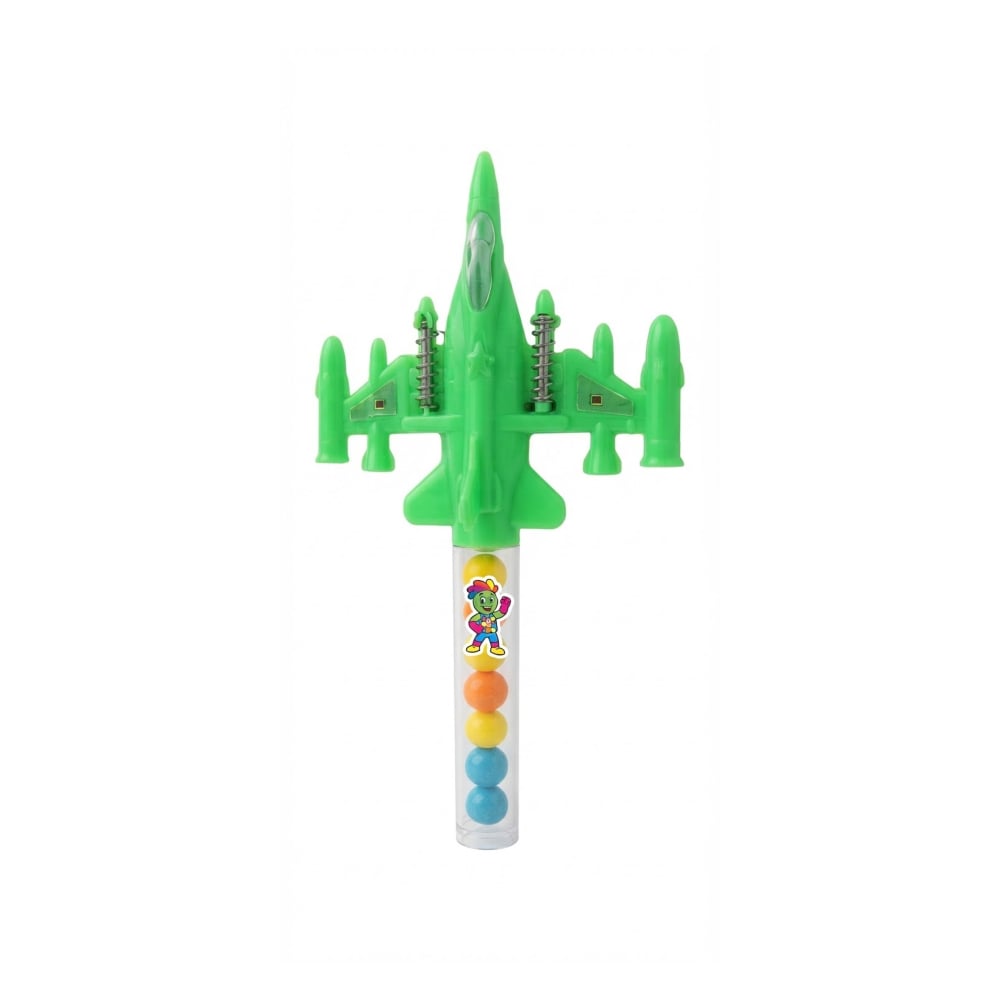 Avión de juguete verde con caramelos Chipirrines - Imagen 1