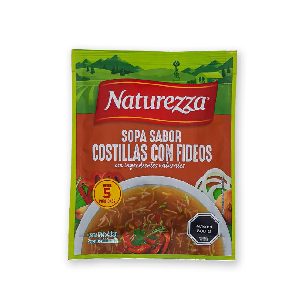 Sopa sabor costillas con fideos Naturezza (55 g / 1.94 oz) - Imagen 1