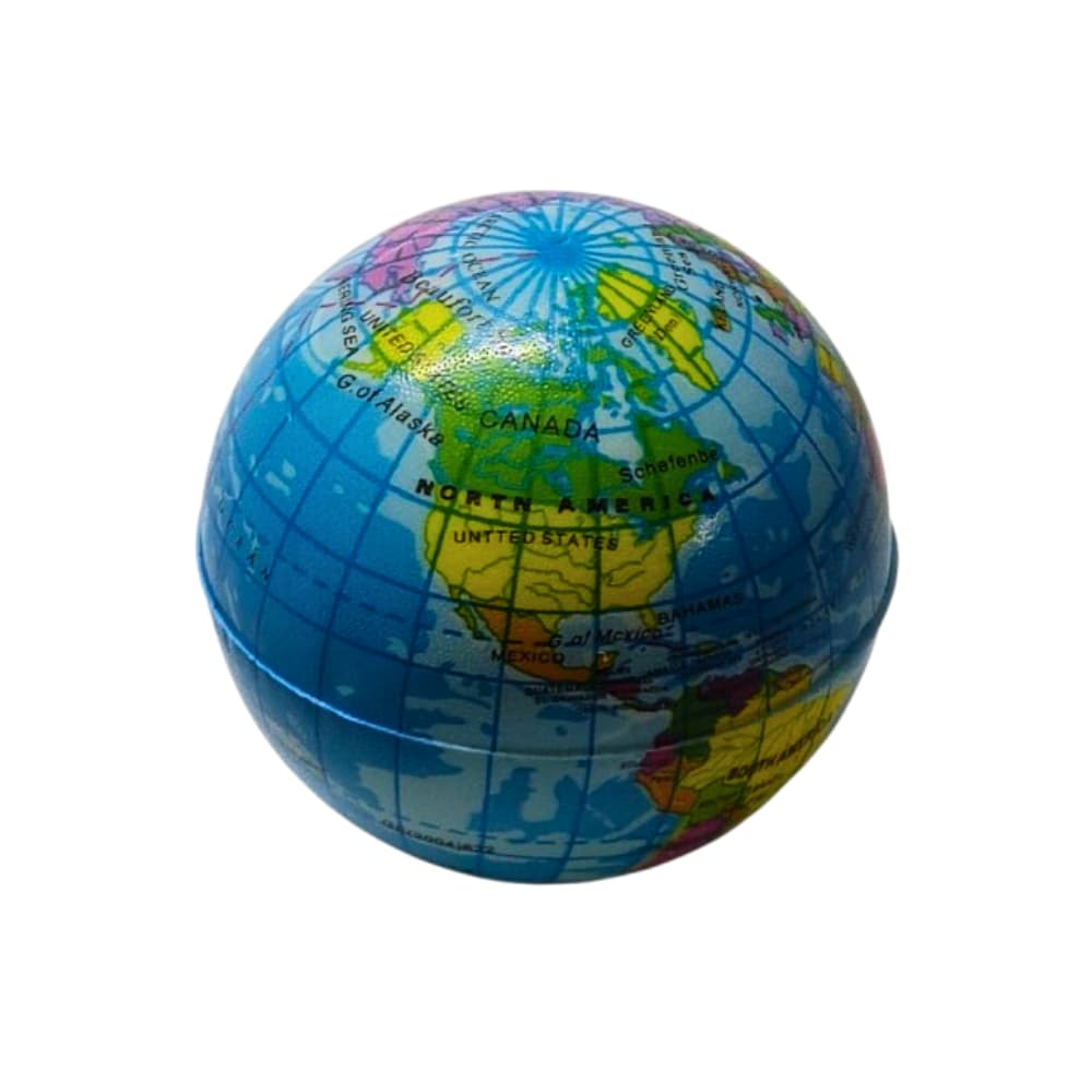 Pelota antiestrés de goma con diseño de mapamundi 10 cm x 10 cm Sunfany - Imagen 1