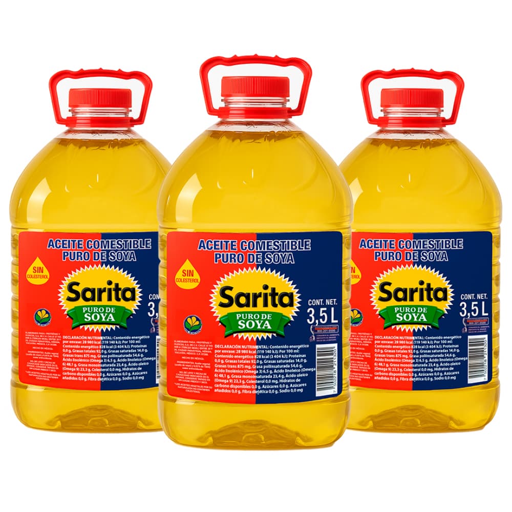 Aceite puro de soya Sarita (3 x 3.5 L) - Imagen 1