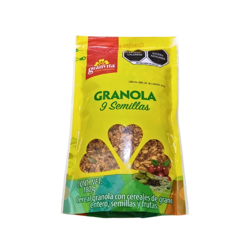 Cereal granola con cereales de grano entero, semillas y frutas Granola y Semillas Granvita (180 g / 6.3 oz) - Imagen 1