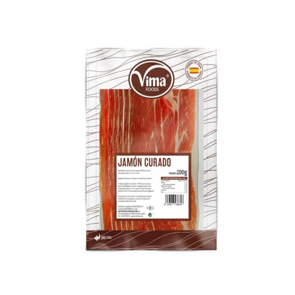Jamón curado loncheado Vima Foods (100 g / 3.52 oz) - Imagen 1