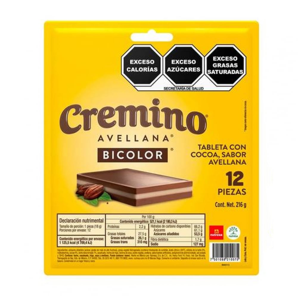 Tableta con cocoa sabor avellana Bicolor Cremino (216 g / 7.6 oz) - Imagen 1