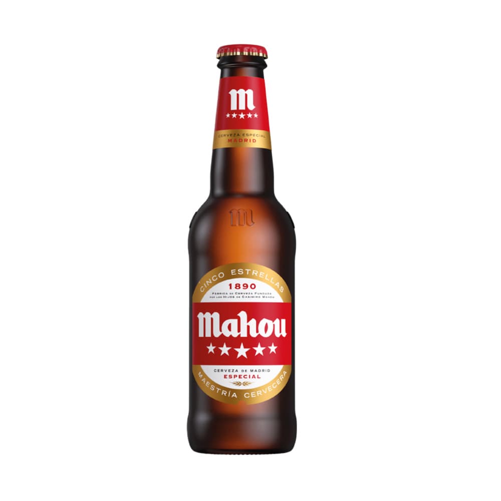 Cerveza de botella Cinco Estrellas Mahou (330 ml) - Imagen 1