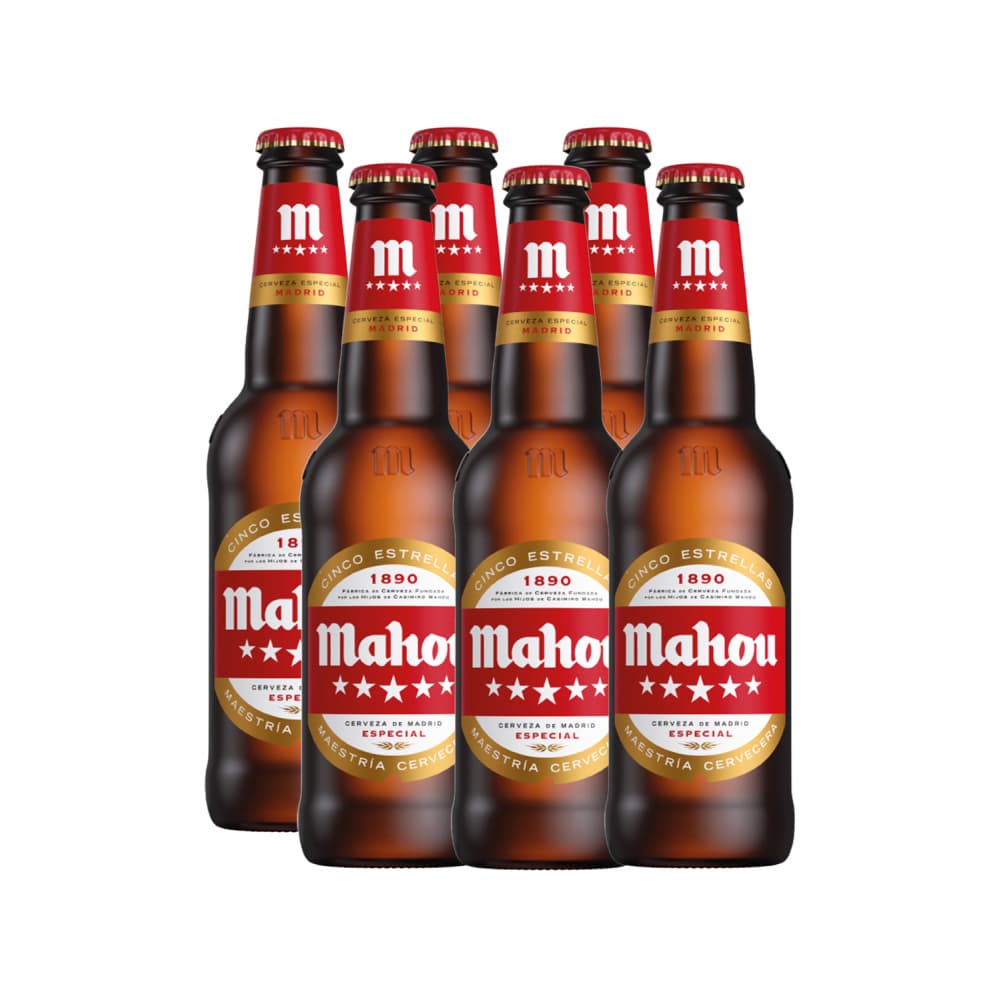 Cerveza de botella Cinco Estrellas Mahou (6 x 330 ml) - Imagen 1