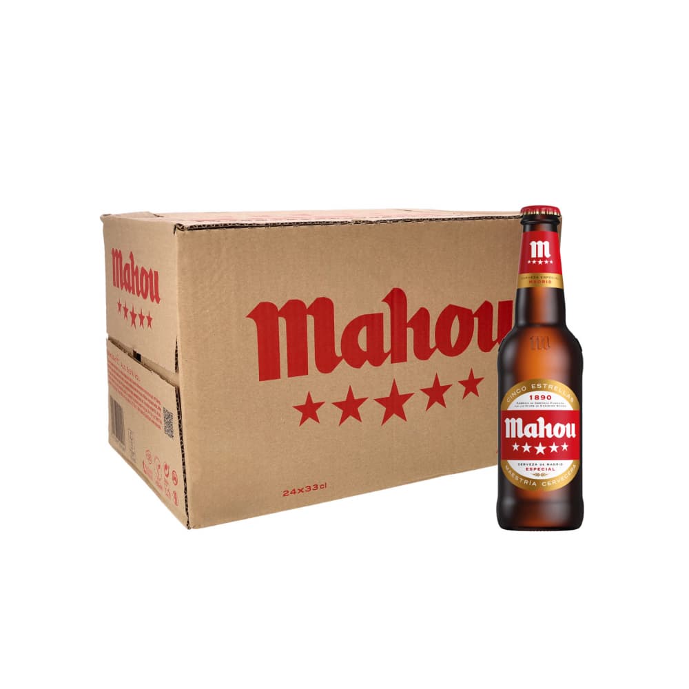 Cerveza de botella Cinco Estrellas Mahou (24 x 330 ml) - Imagen 1