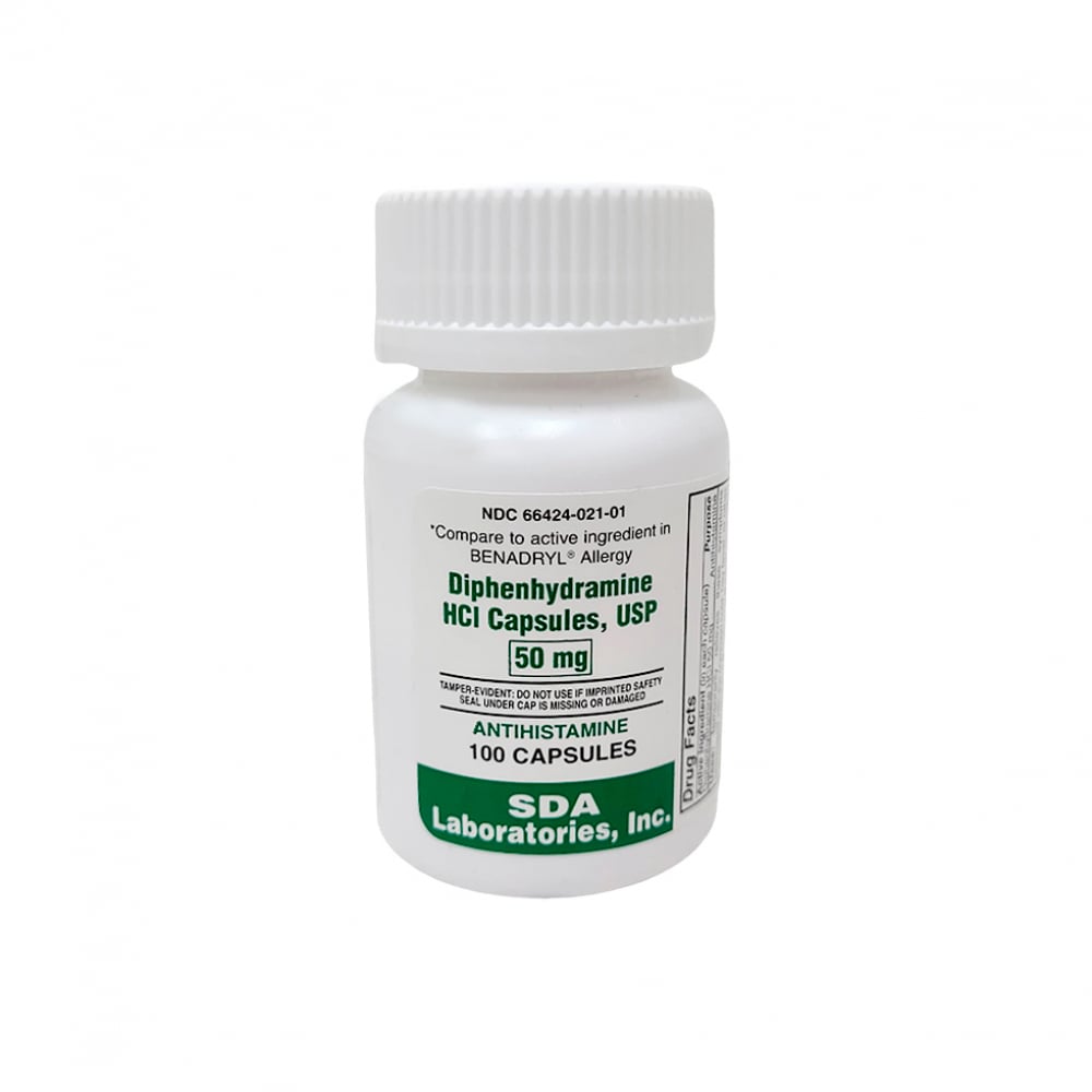 Clorhidrato de difenhidramina 50 mg SDA Laboratories, Inc. (100 cápsulas) - Imagen 1