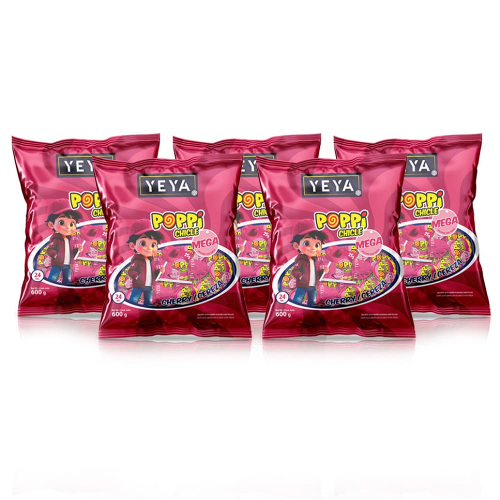 Chupa chupas con relleno de chicle sabor cereza Yeya (5 x 600 g / 1.32 lb) - Imagen 1