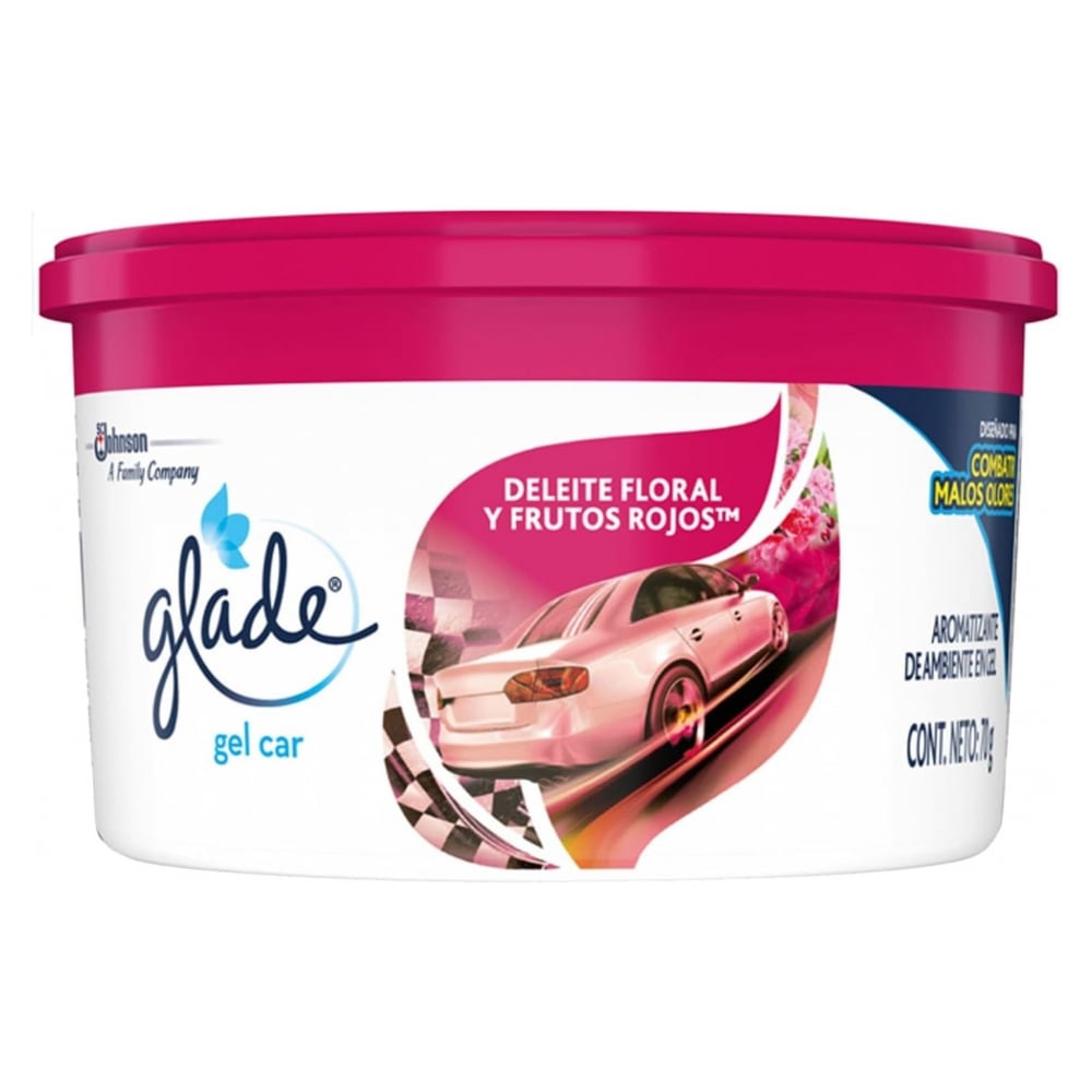 Aromatizante de ambiente en gel para carro fragancia deleite floral y frutos rojos Glade (70 g / 2.47 oz) - Imagen 1