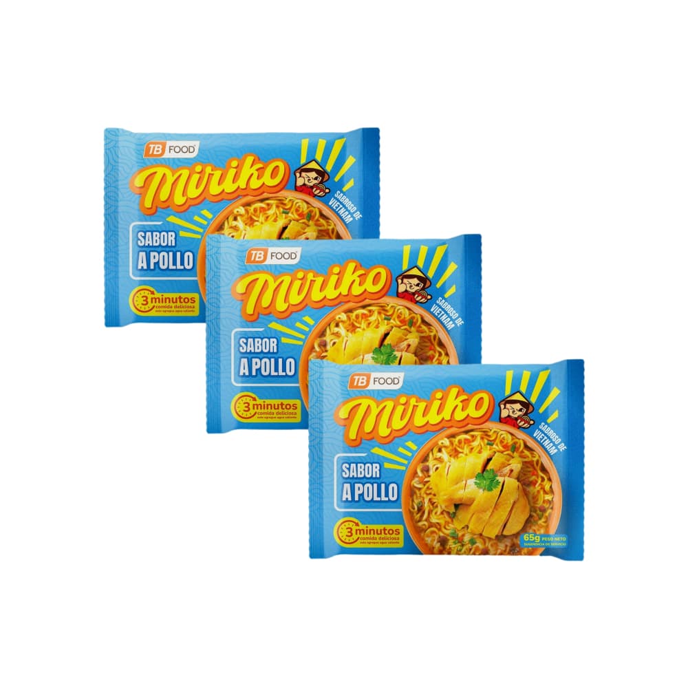 Sopa instantánea de fideos sabor a pollo Miriko (65 g x 3) - Imagen 1