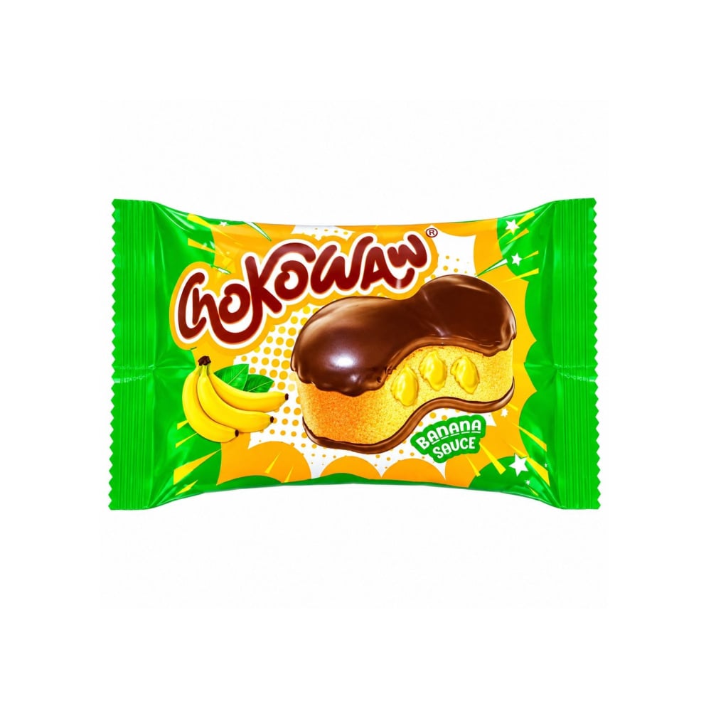 Pastel cubierto de chocolate con crema sabor plátano Chokowaw (30 g / 1.05 oz) - Imagen 1