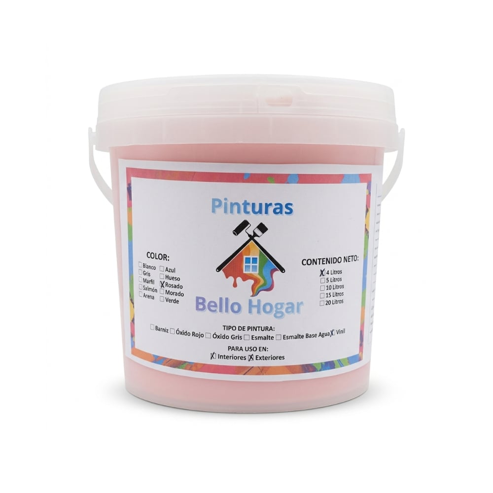 Pintura vinílica interior y exterior color rosado Bello Hogar (4 L) - Imagen 1