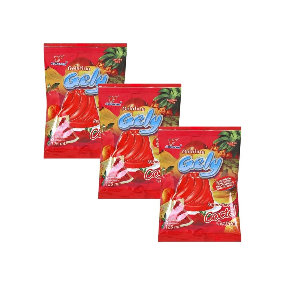 Gelatina sabor coctel Gely (3 x 170 g / 6 oz) - Imagen 1