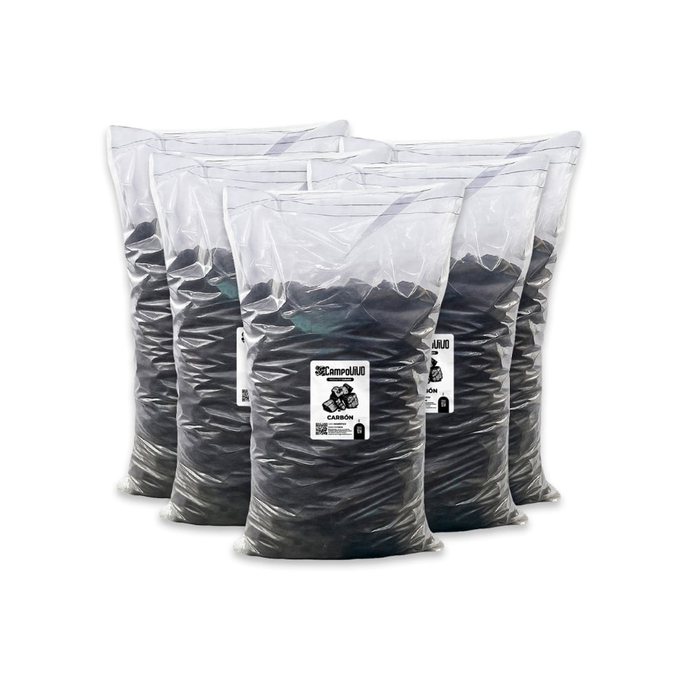 Carbón vegetal Campo Vivo (5 x 10 kg / 22 lb) - Imagen 1