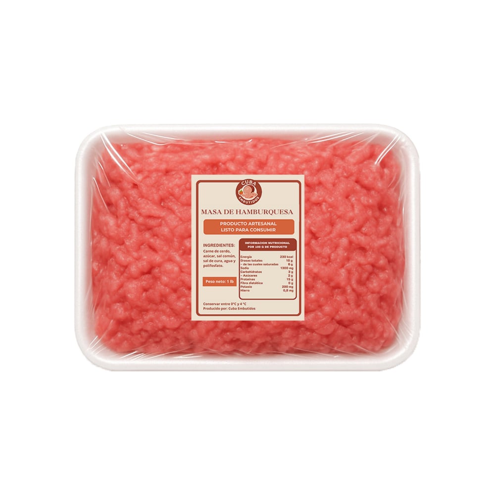 Masa de hamburguesa especial Cuba Embutidos (454 g / 1 lb) - Imagen 1