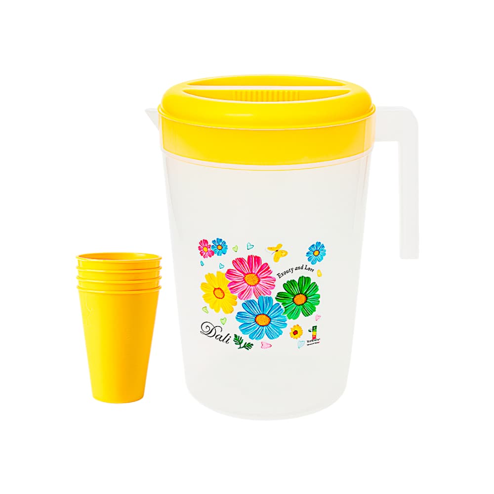 Juego de jarra plástica con tapa y vasos 4.5 L Pride Plastics - Imagen 1